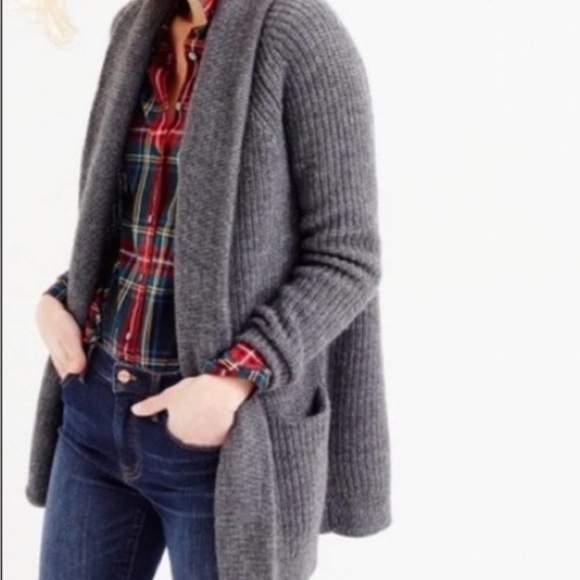 J Crew Wool/Alpaca Open-Front Shawl Cardigan - Picture 3 of 5